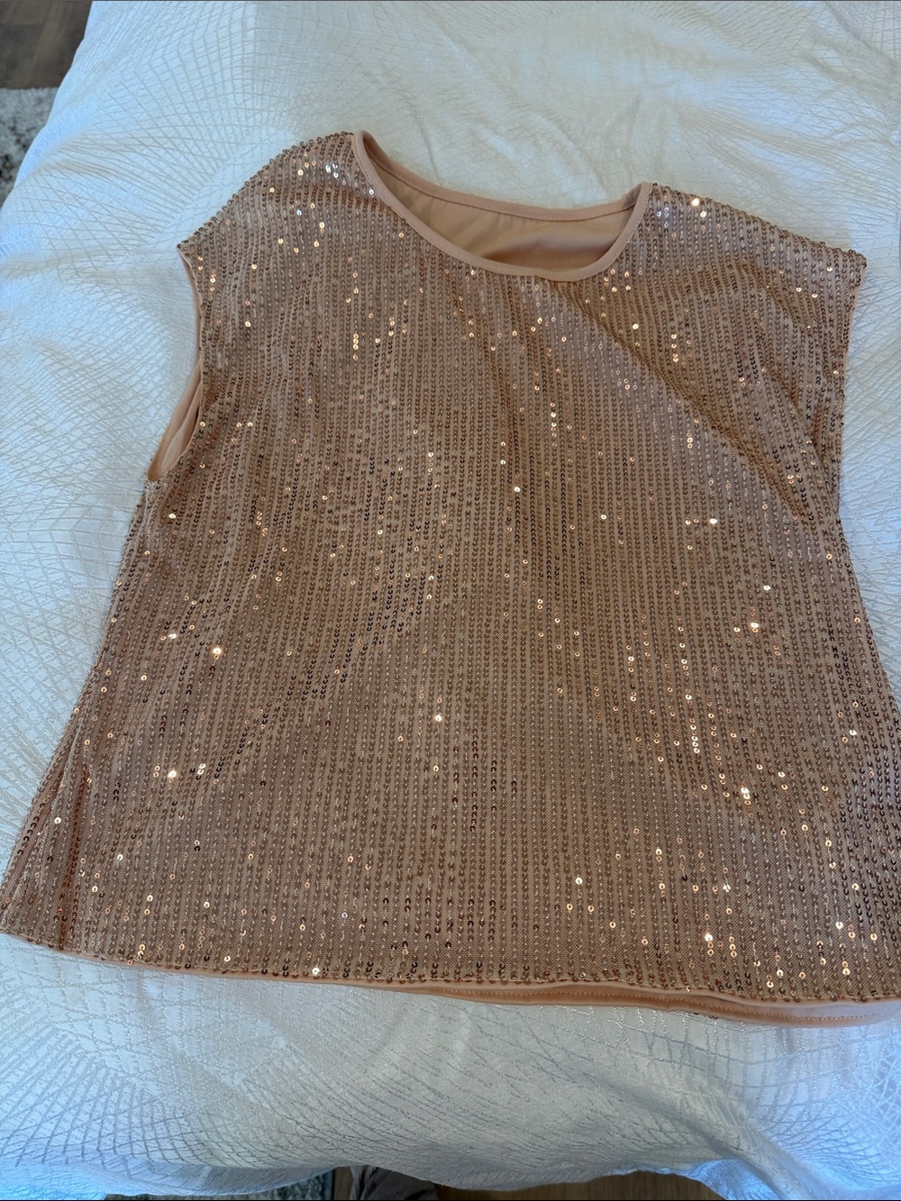 Sequin Cap-Sleeve Party Top — Blush
